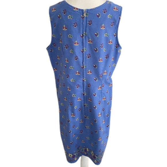 A.M.I. Vintage Blue Floral Sheath Dress Sleeveless Cotton Knee Length Size XL - Picture 2 of 12